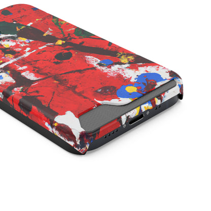 iPhone or Samsung Case with Card Holder Ft. Fractured Red