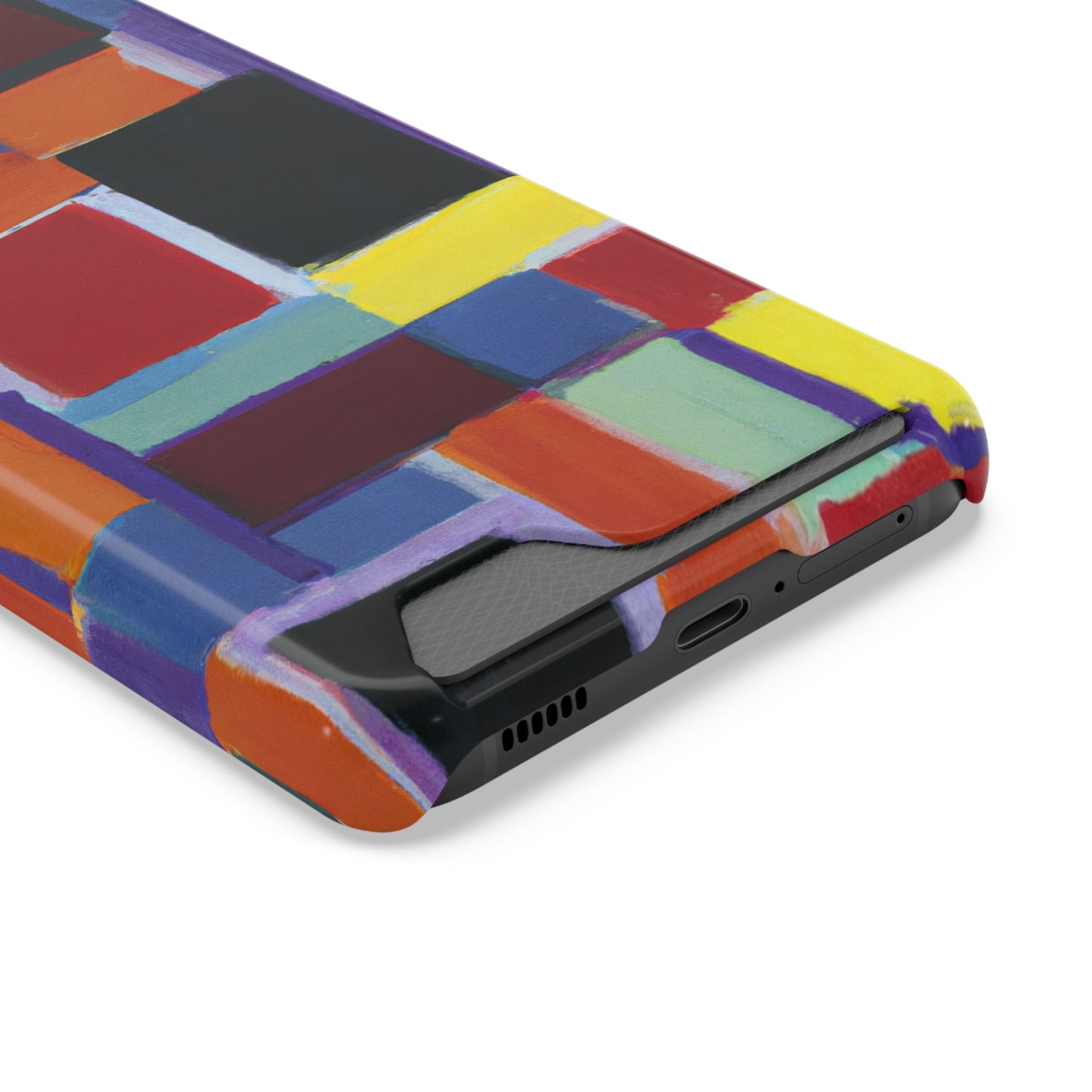 iPhone 13 and Samsung S21, S22 Cases with Card Holder Ft Abstract Rectangles