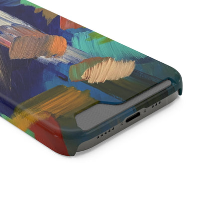 iPhone 13 and Samsung S21, S22 Cases with Card Holder Ft. Abstract Blue