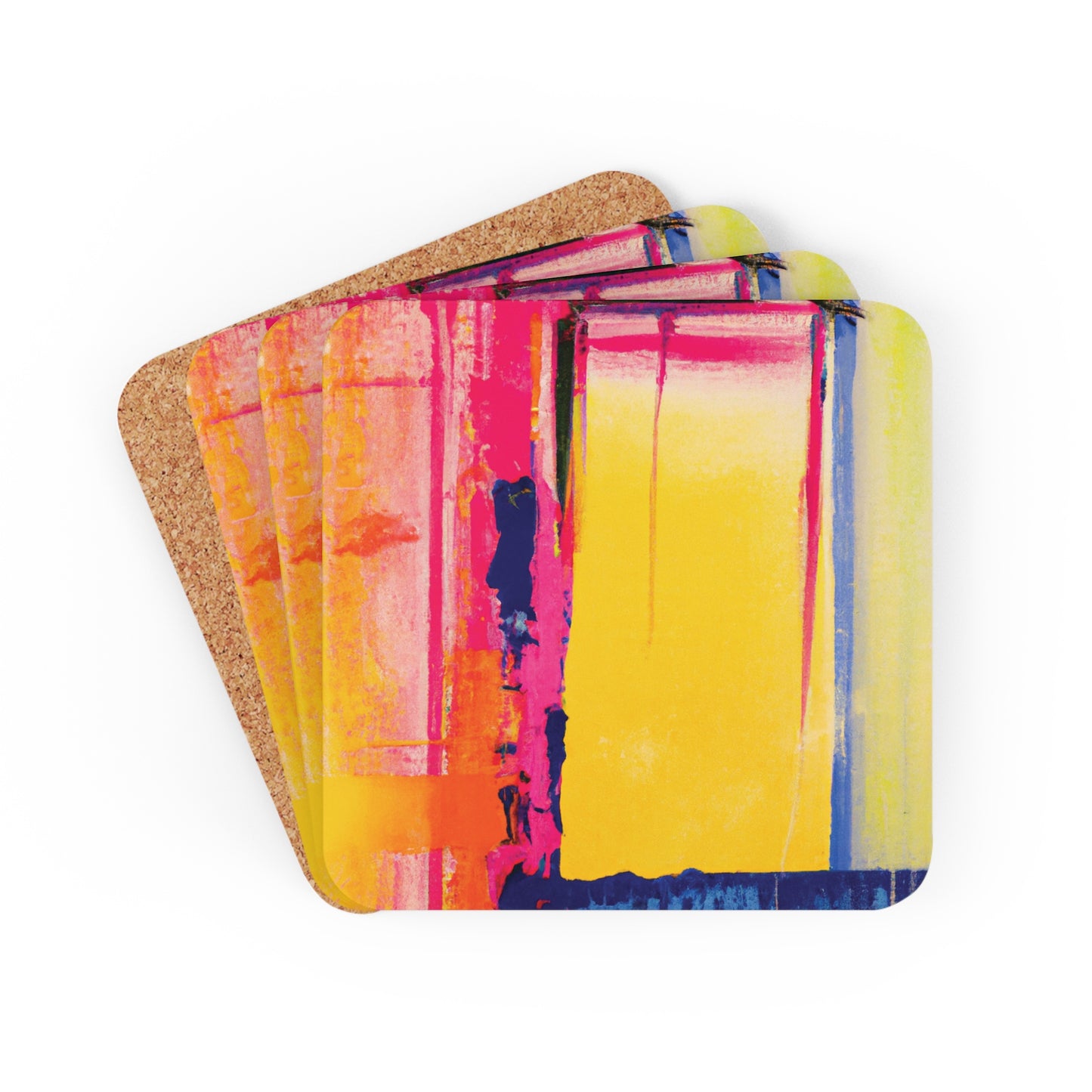 Corkwood Coaster Set of 4 Ft. Abstract Glitch