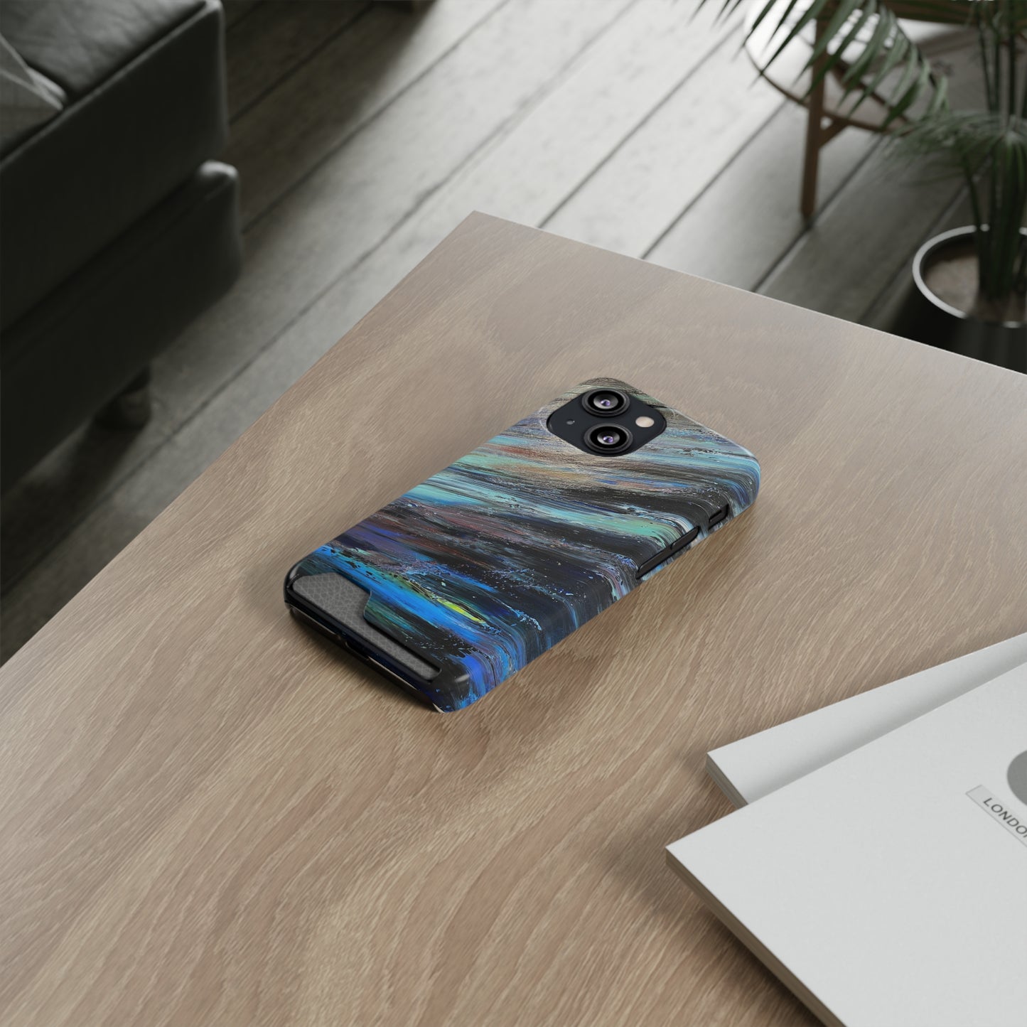 iPhone 13 and Samsung S21, S22 Cases with Card Holder Ft. Abstract Neptune
