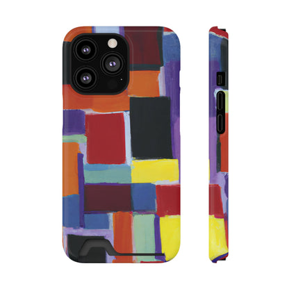 iPhone 13 and Samsung S21, S22 Cases with Card Holder Ft Abstract Rectangles