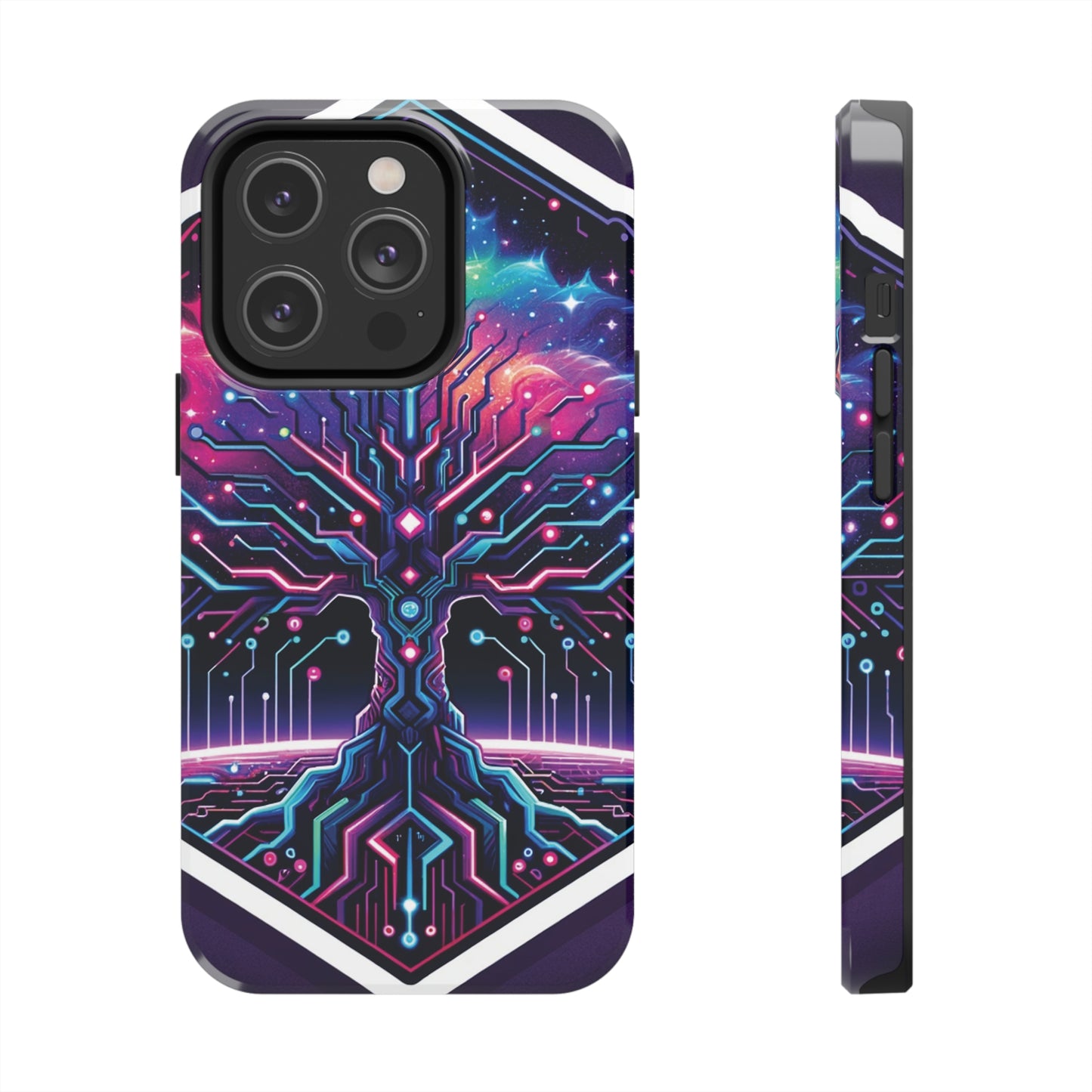 ToughDrop Apple iPhone Case Ft. Cyberpunk Nebula Tree