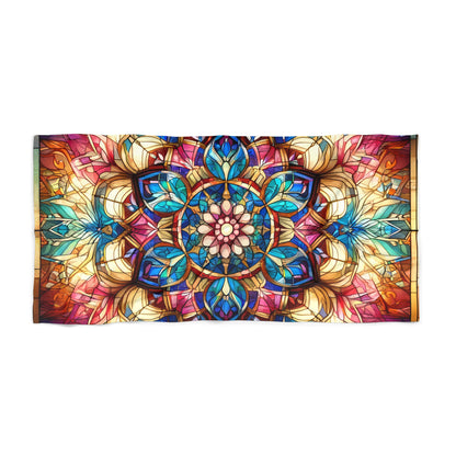 Beautiful Radial Stained Glass Design Oversized Beach Towel