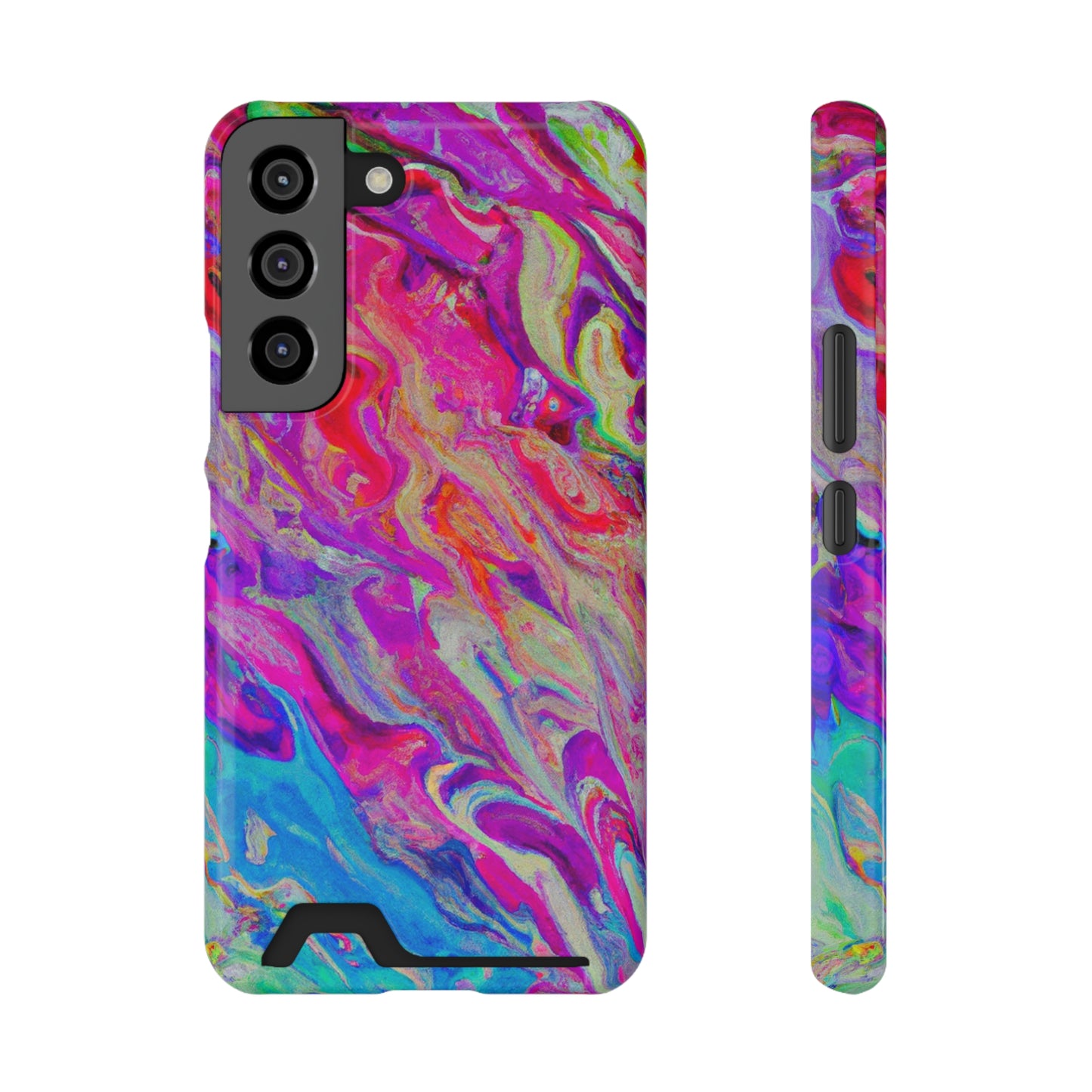 iPhone 13 and Samsung S21, S22 Cases with Card Holder Ft. Rainbow Waves