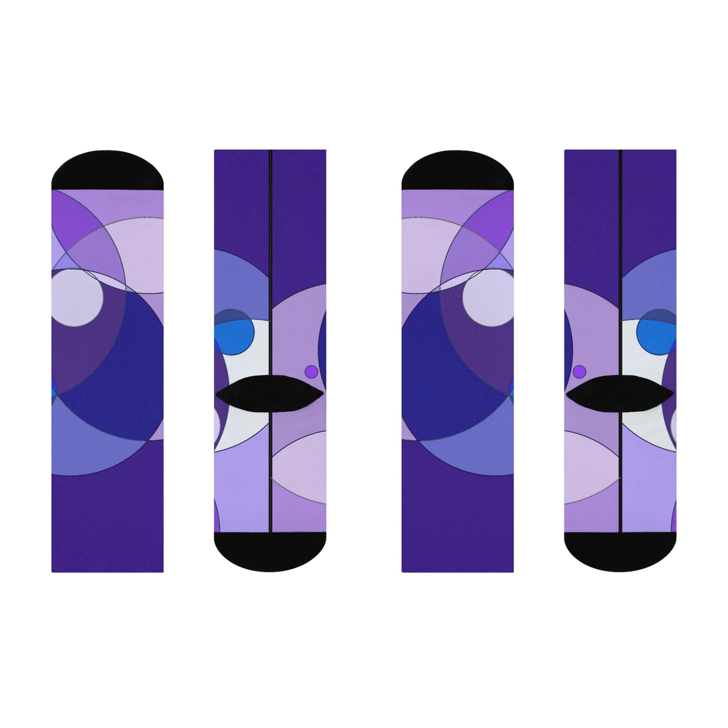 Purple Geometric Cushioned Crew Socks: Abstract Circle Pattern, Comfortable Everyday Socks