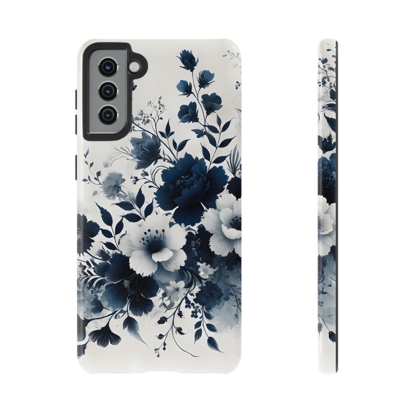 Tough Phone Case Ft. Navy Blue Flowers