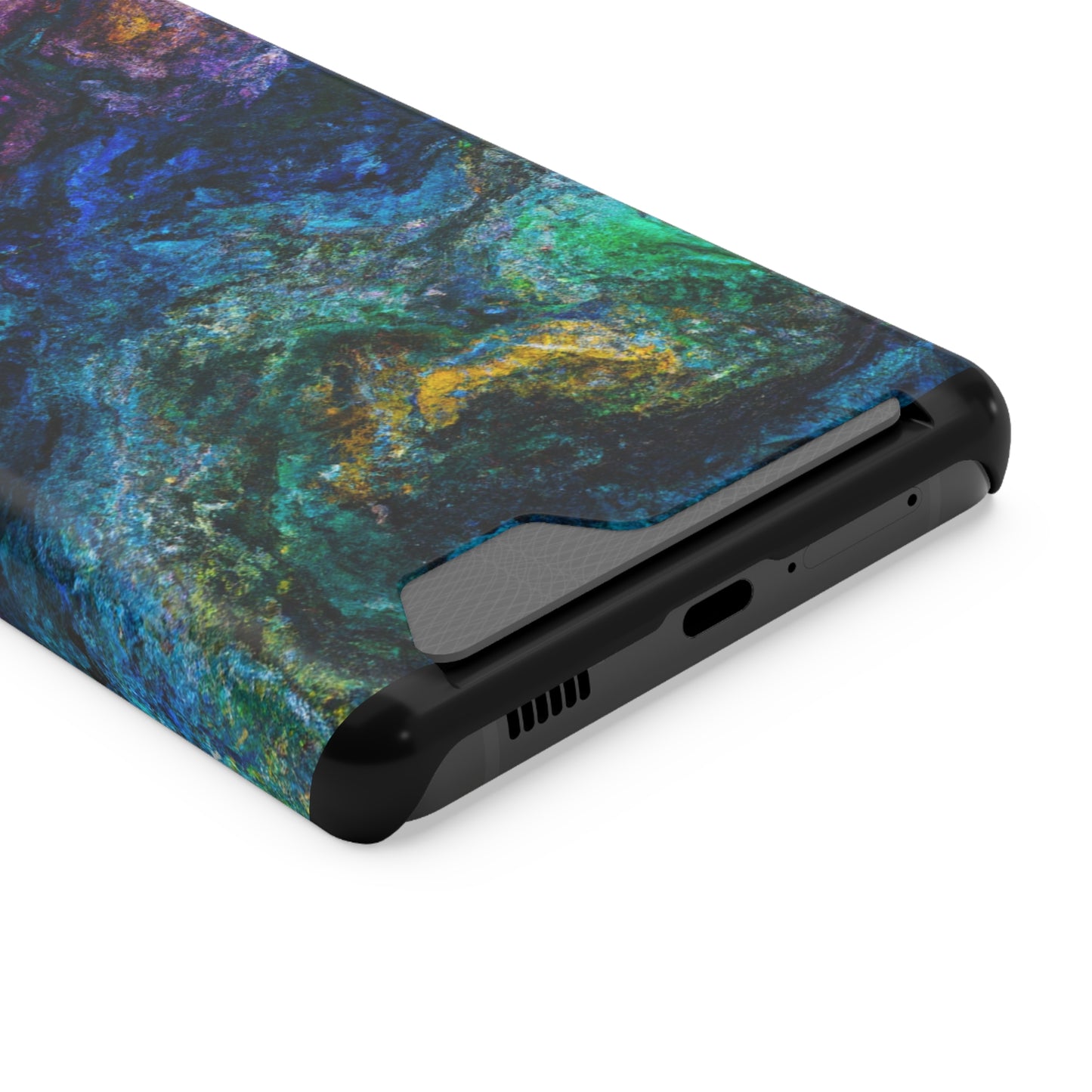 iPhone or Samsung Case with Card Holder Ft. Abstract Opal