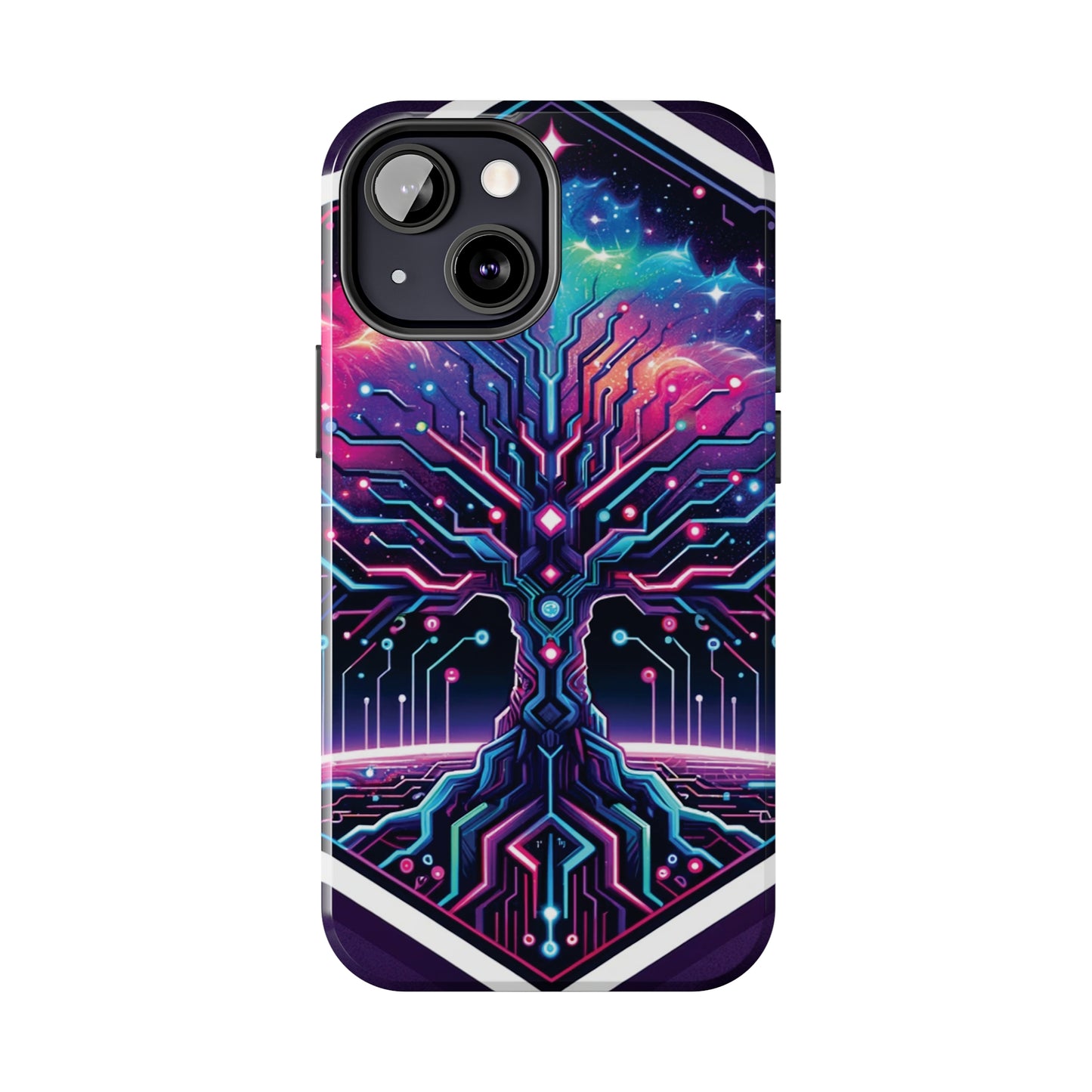 ToughDrop Apple iPhone Case Ft. Cyberpunk Nebula Tree