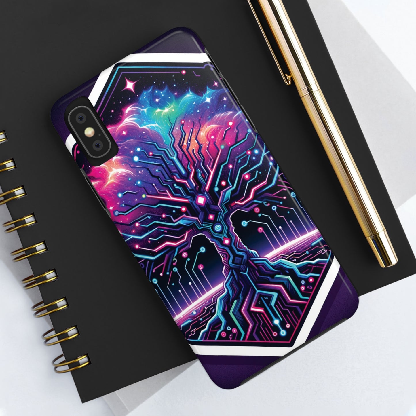 ToughDrop Apple iPhone Case Ft. Cyberpunk Nebula Tree