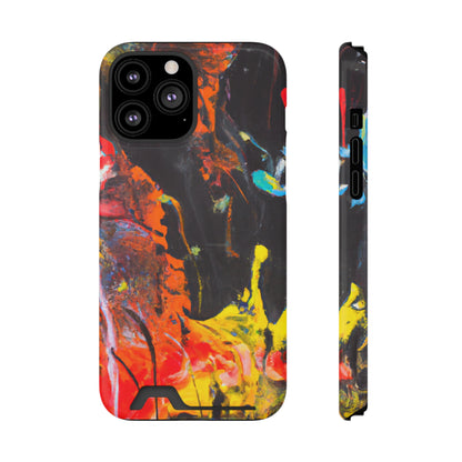 iPhone 13 and Samsung S21, S22 Cases with Card Holder Ft. Abstract Orange