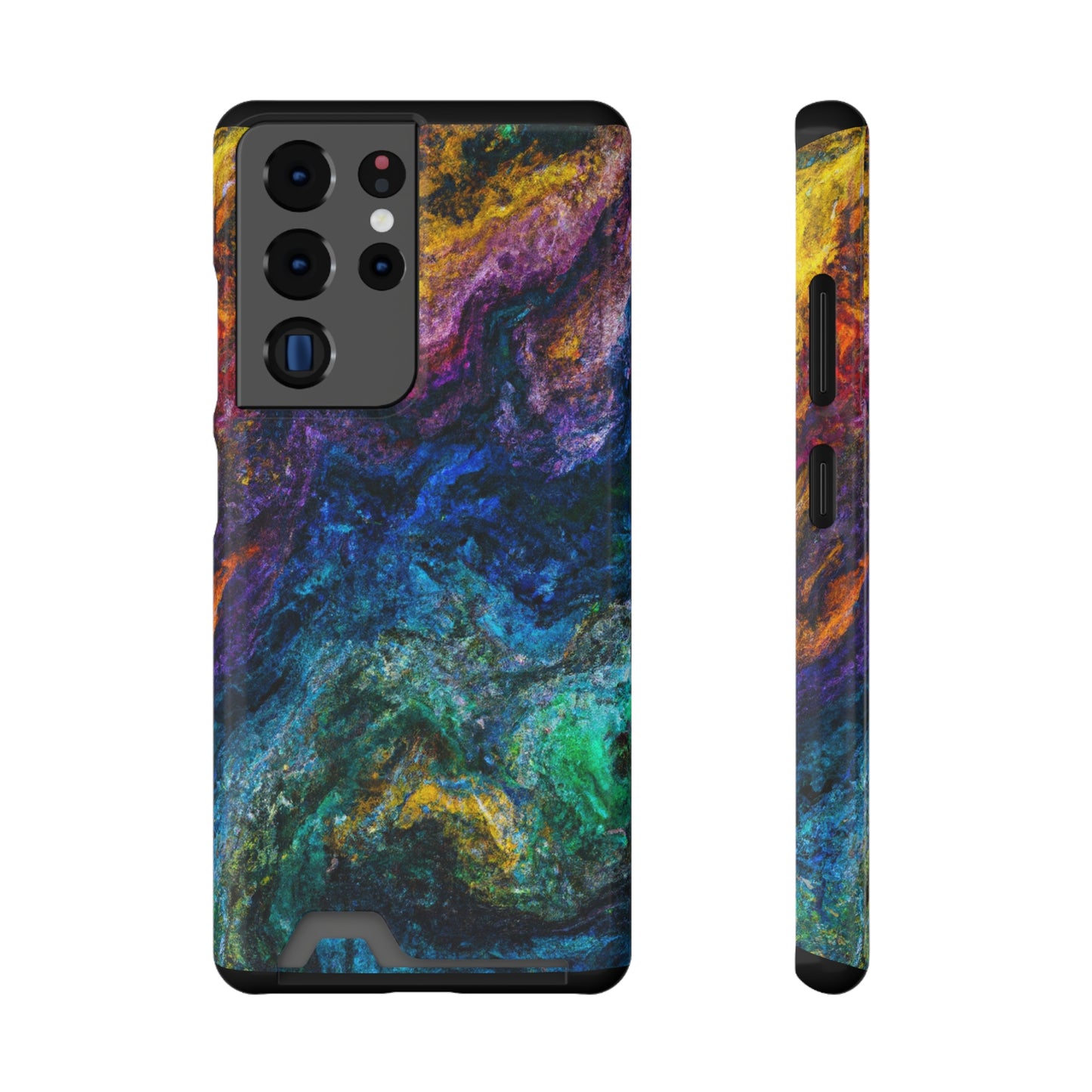 iPhone or Samsung Case with Card Holder Ft. Abstract Opal