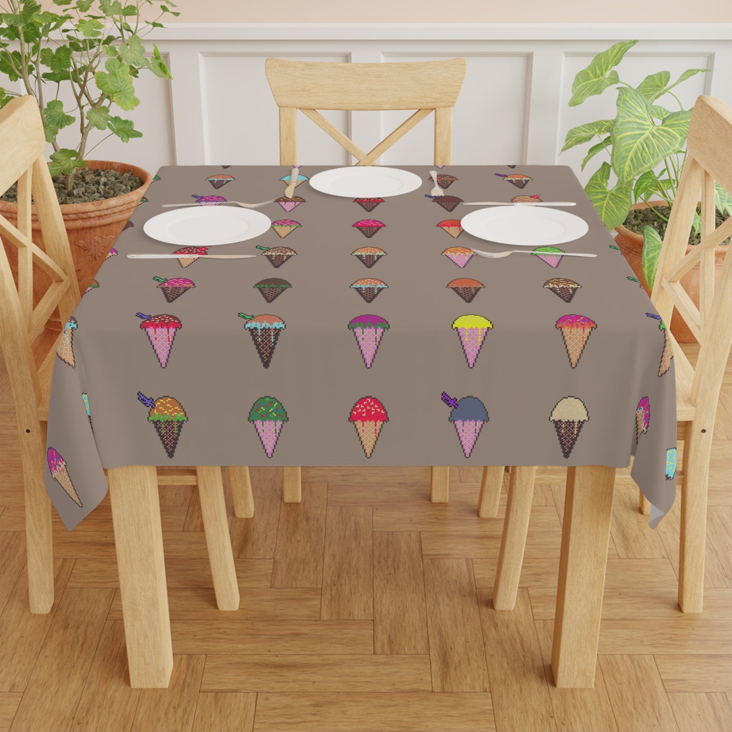 Pixel Cones Party Tablecloth (Square, Polyester)