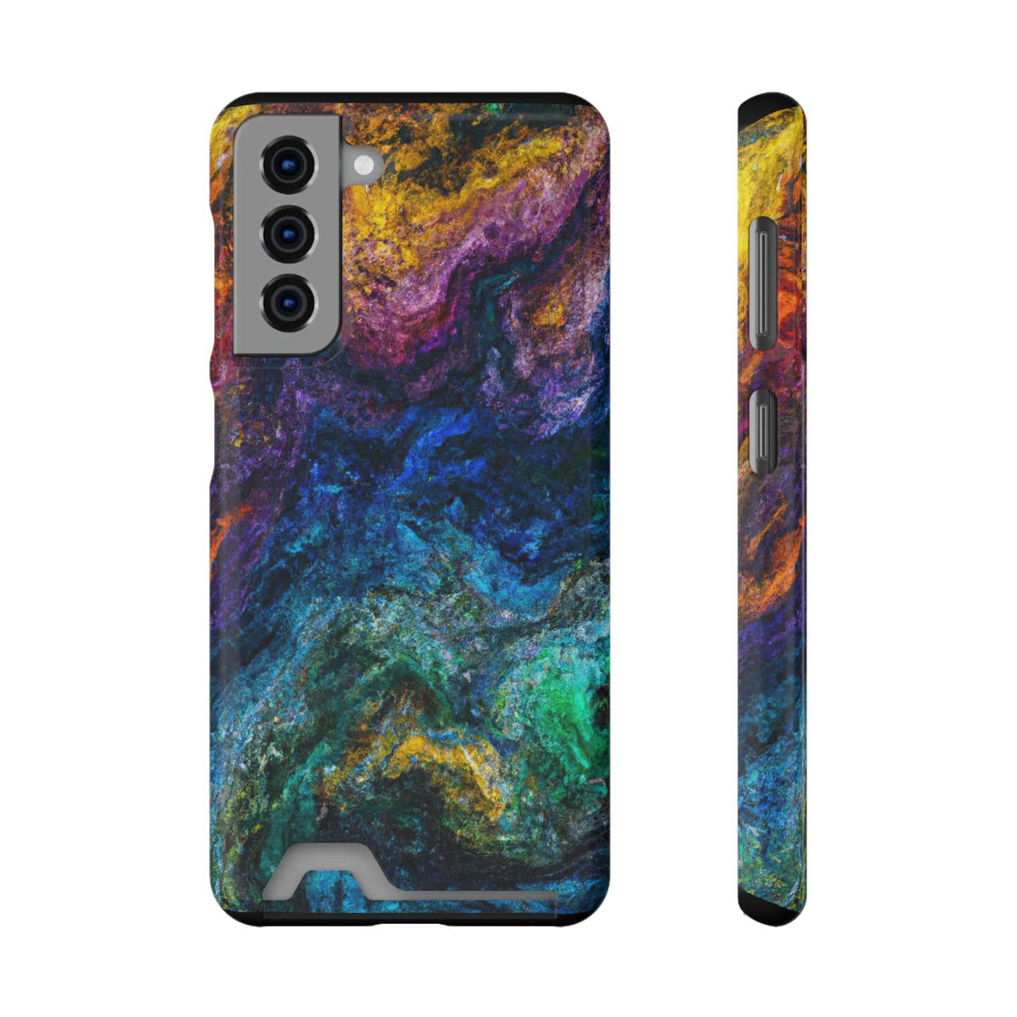 iPhone or Samsung Case with Card Holder Ft. Abstract Opal