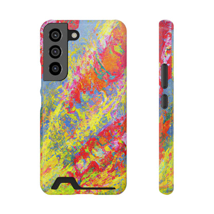 iPhone 13 and Samsung S21-S22 Cases with Card Holder Ft. Abstract Strawberry Banana