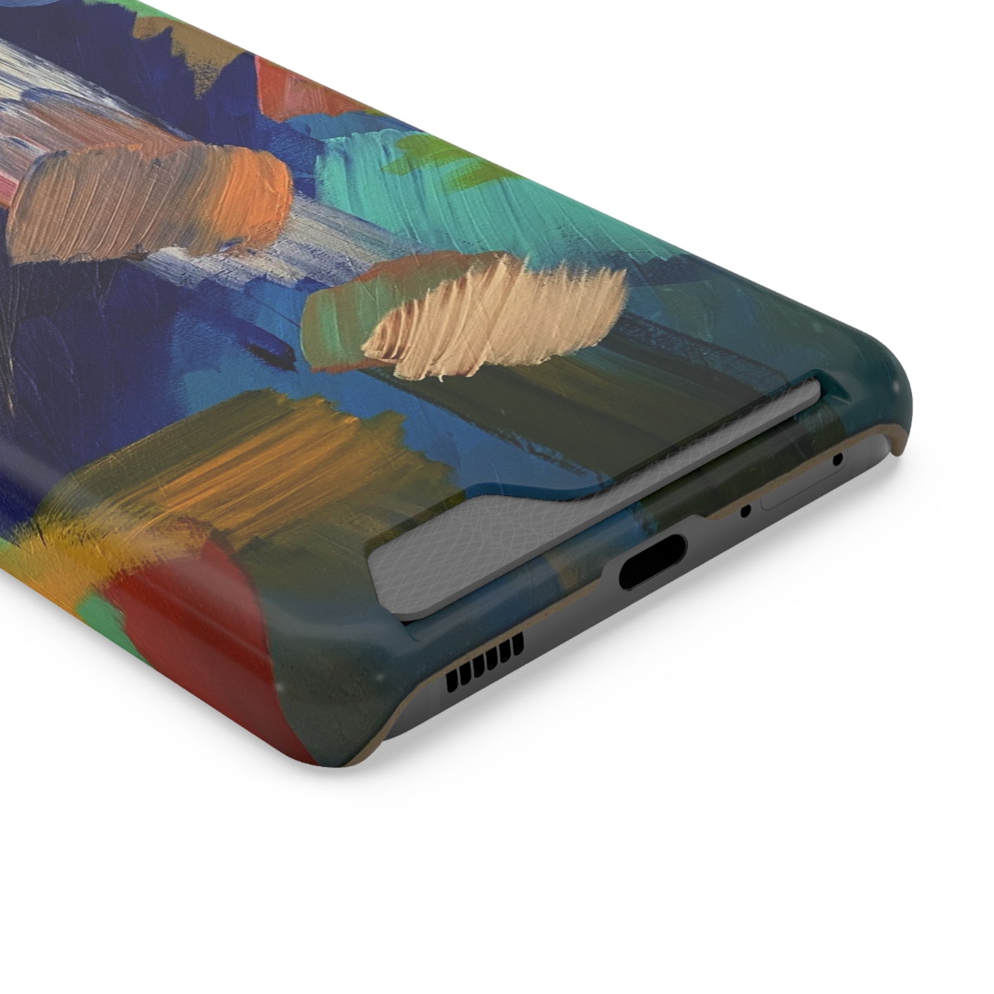 iPhone 13 and Samsung S21, S22 Cases with Card Holder Ft. Abstract Blue