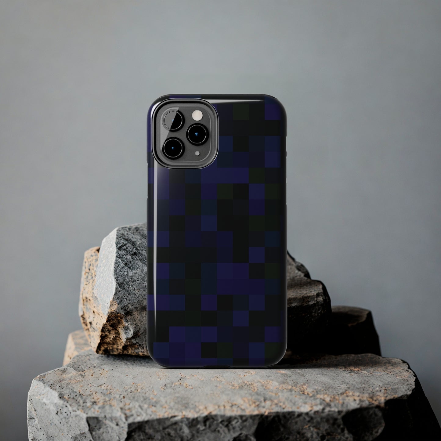 Strong Apple iPhone Case Ft. Dark Blue Pixels