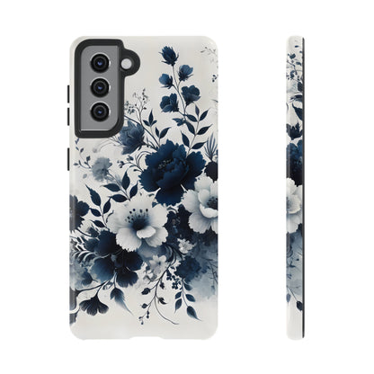 Tough Phone Case Ft. Navy Blue Flowers